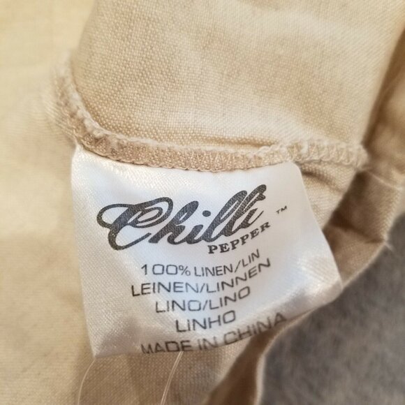 Chilli Pepper Womens Medium Half Zip Midi Dress Belted Pockets Linen Tan - Picture 3 of 7